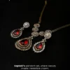 Turkish-Inspired Rhodium Red Zircon Teardrop Pendant Set